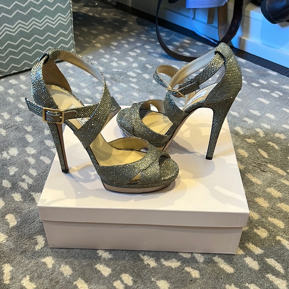 Jimmy Choo Kayak Glitter Platform Sandals size 40, Excellent condition!
